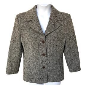 Hot Cream Wool and Silk Blend Tweed Blazer - size L - Stylish and Unique